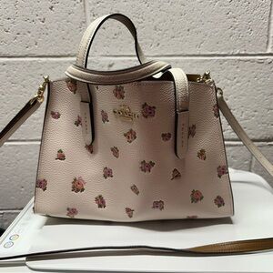 Coach Cream Satchel with Pink Floral Design